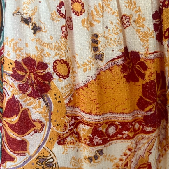 Free People Carmen Boho Floral Orange Jumpsuit Flowy size small - Picture 6 of 13
